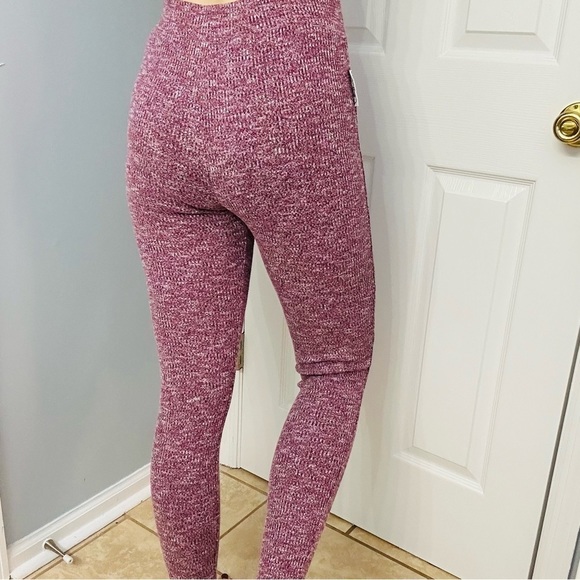 Gymshark Pants Knit Pink Ribbed Leggings Tie Fall Casual Gym Outdoors Size Small - Picture 2 of 6